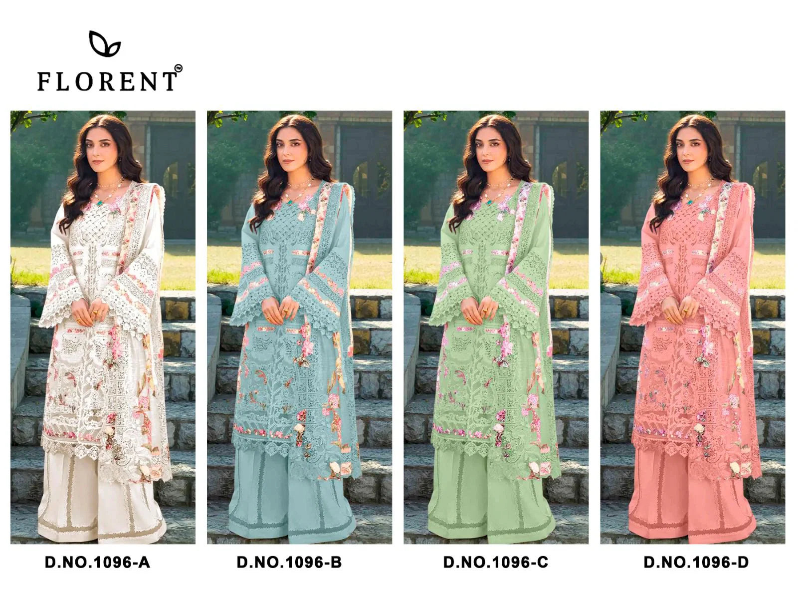 Florent 1096 A To D Cambric Cotton Embroidered Salwar Kameez