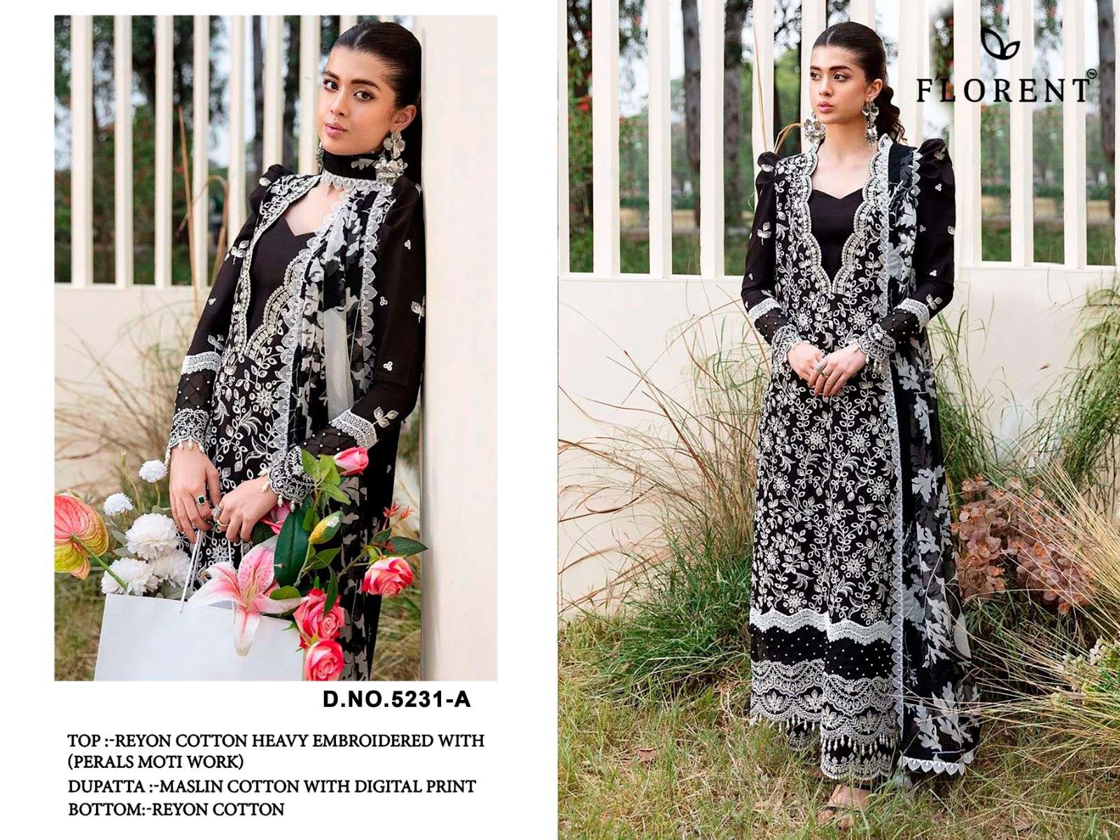 Florent 5231 A To D Rayon Cotton Embroidered Salwar Kameez Collection