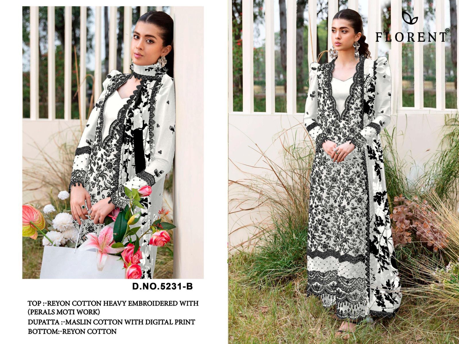 Florent 5231 A To D Rayon Cotton Embroidered Salwar Kameez Collection