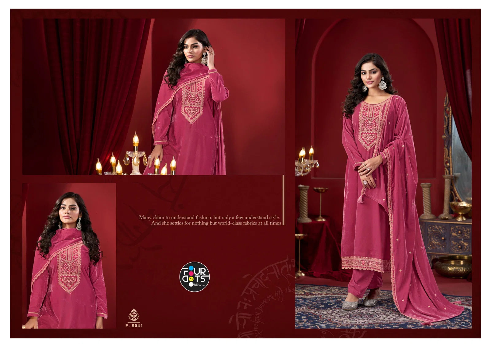 Four Dots Classy Velvet With Work Salwar Kameez