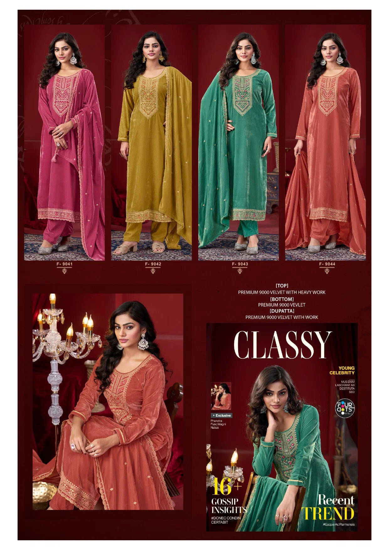Four Dots Classy Velvet With Work Salwar Kameez