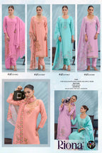 Four Dots Riona Muslin With Applique Work Dress Material