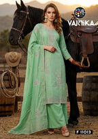 Four Dots Vartika Mal Chanderi Cotton Handworked Dress Material