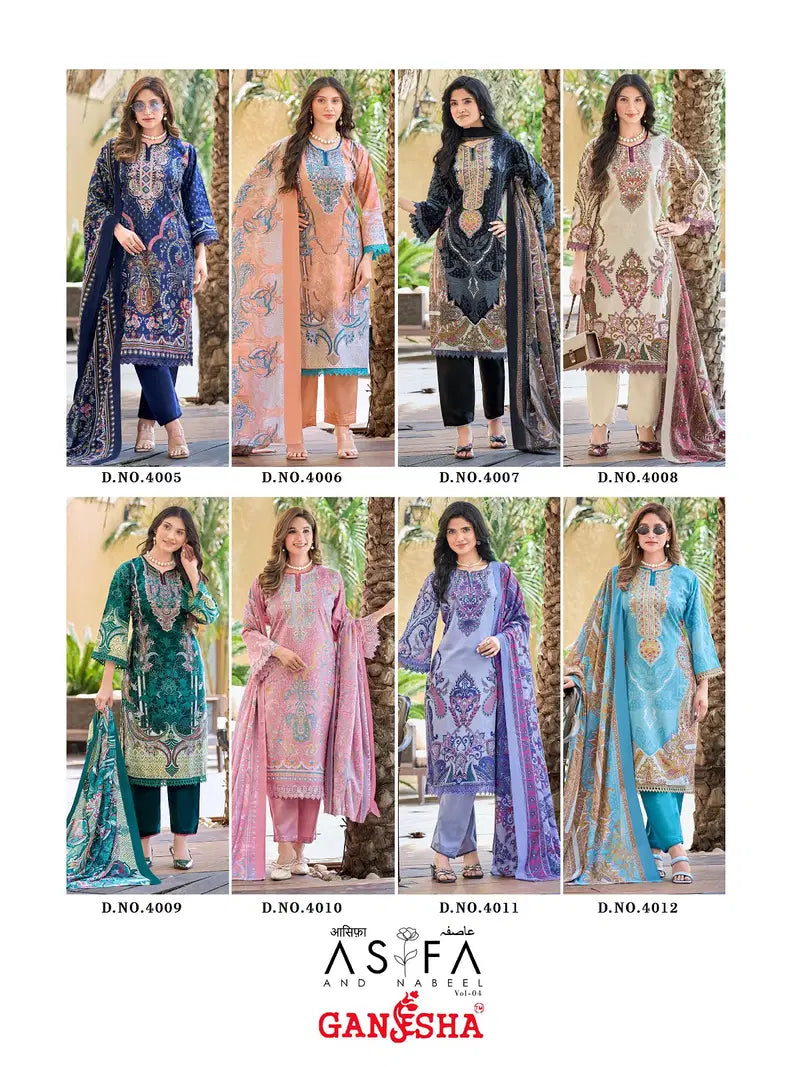 Ganesha Asifa Vol 4 Cotton Digital Printed Karachi Dress Material