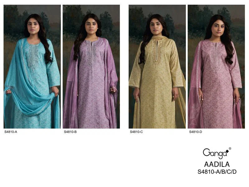 Ganga Aadila 4810 Cotton Printed With Embroidery Salwar Kameez