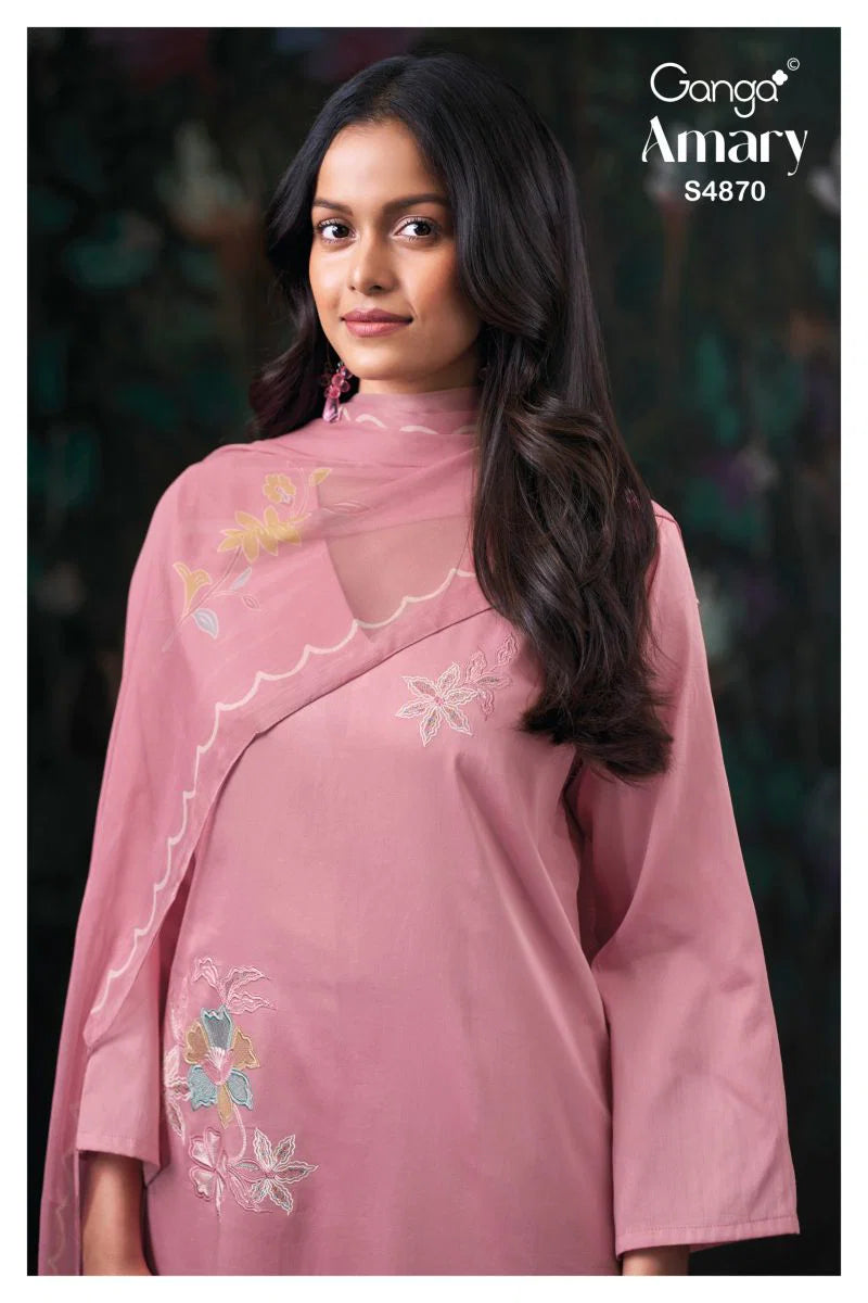 Ganga Amary 4870 Cotton Satin Embroidered Salwar Kameez