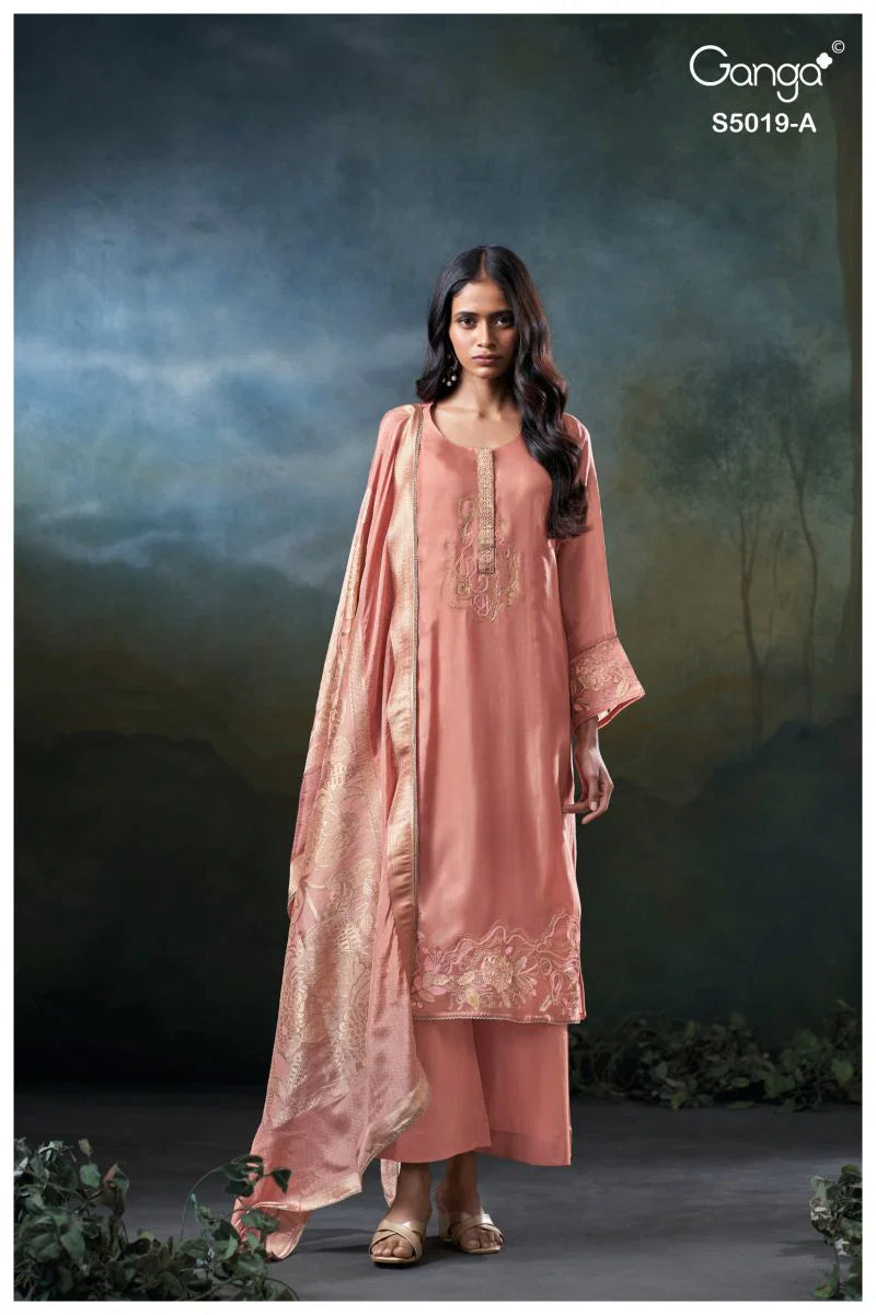 Ganga Anshika 5019 Bemberg Silk Embroidered Salwar Kameez Collection