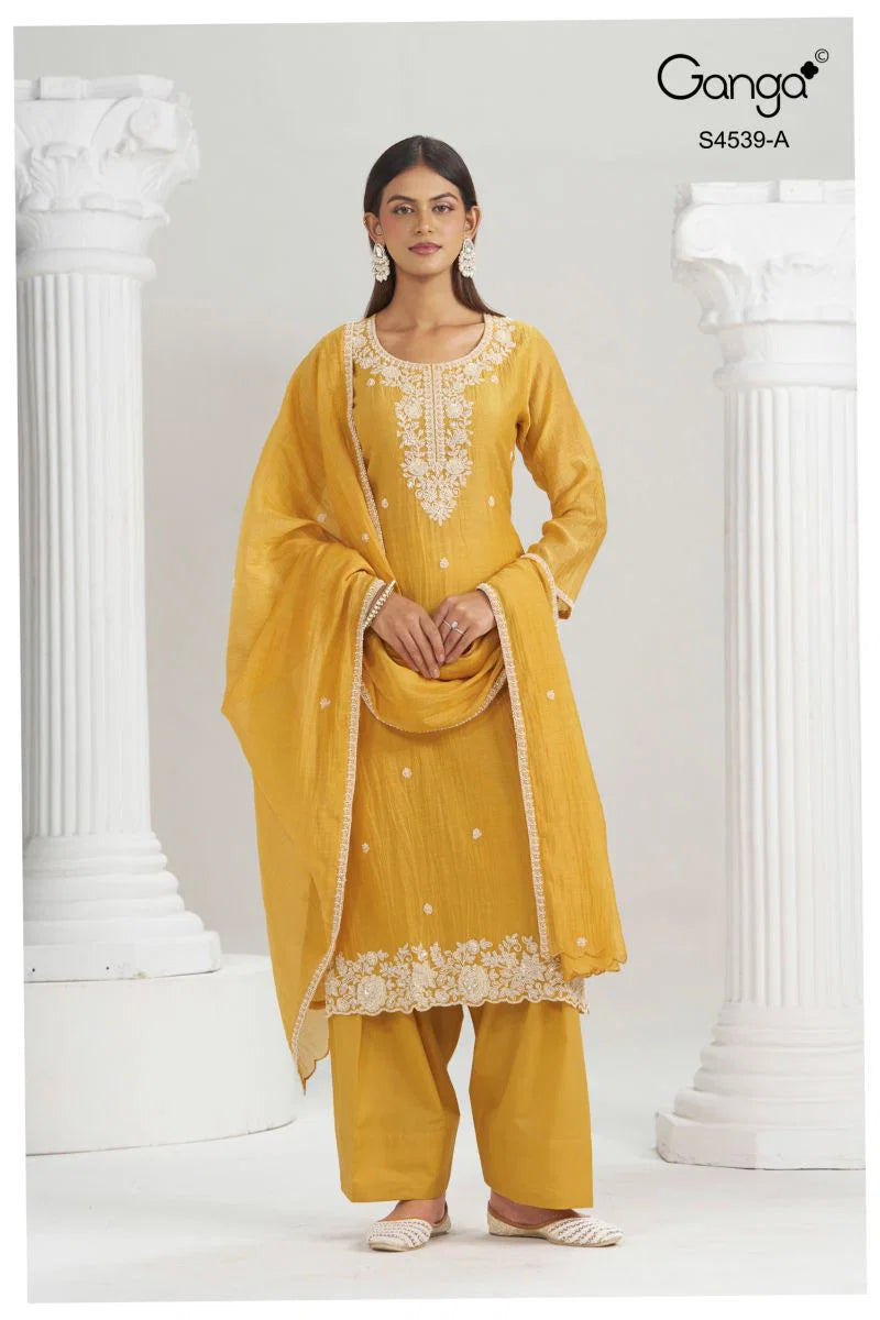 Ganga Aparna 4539 Banarasi Mul Beads Embroidered Salwar Kameez