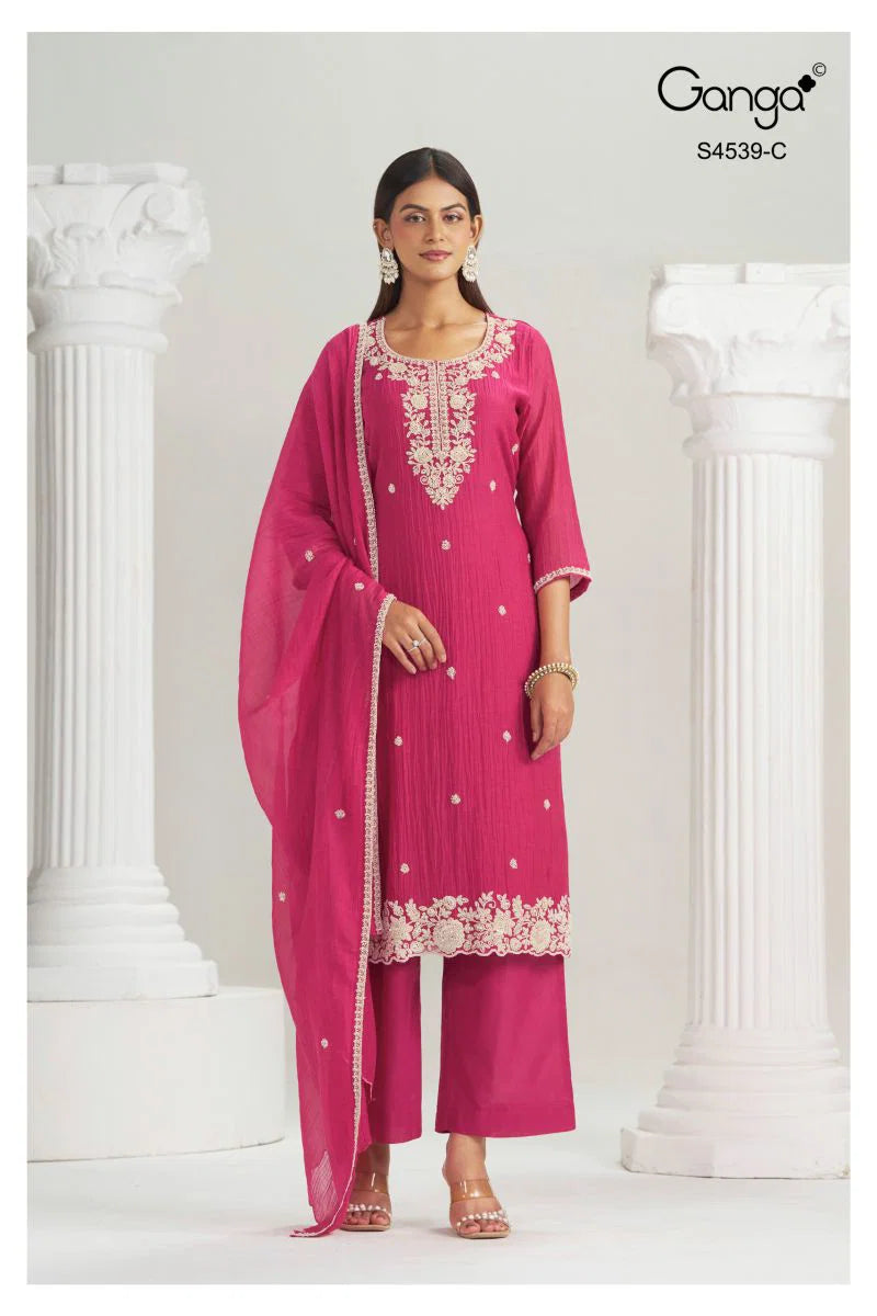 Ganga Aparna 4539 Banarasi Mul Beads Embroidered Salwar Kameez