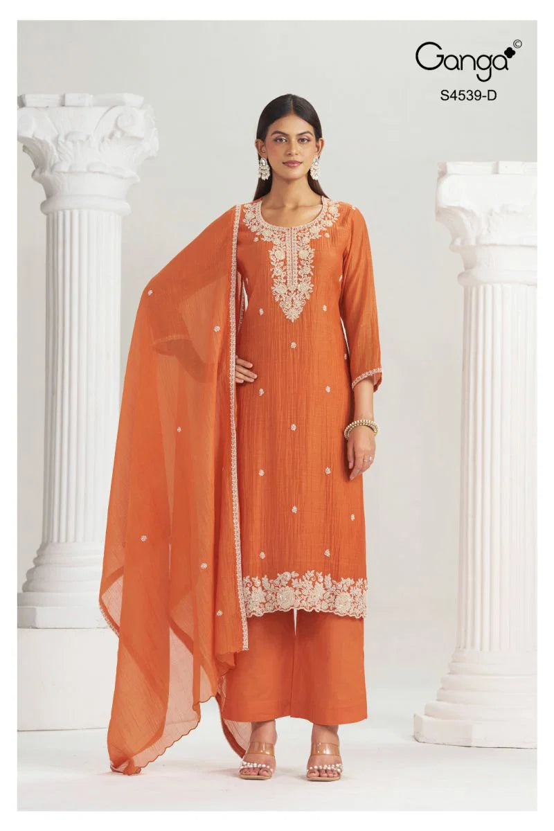 Ganga Aparna 4539 Banarasi Mul Beads Embroidered Salwar Kameez