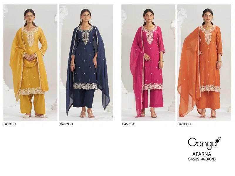 Ganga Aparna 4539 Banarasi Mul Beads Embroidered Salwar Kameez