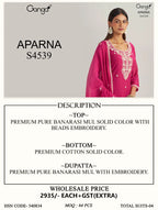 Ganga Aparna 4539 Banarasi Mul Beads Embroidered Salwar Kameez