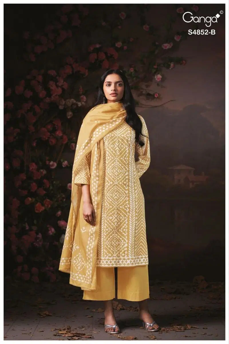 Ganga Avensa 4852 Cotton Printed With Hand Worked Salwar Kameez Collection