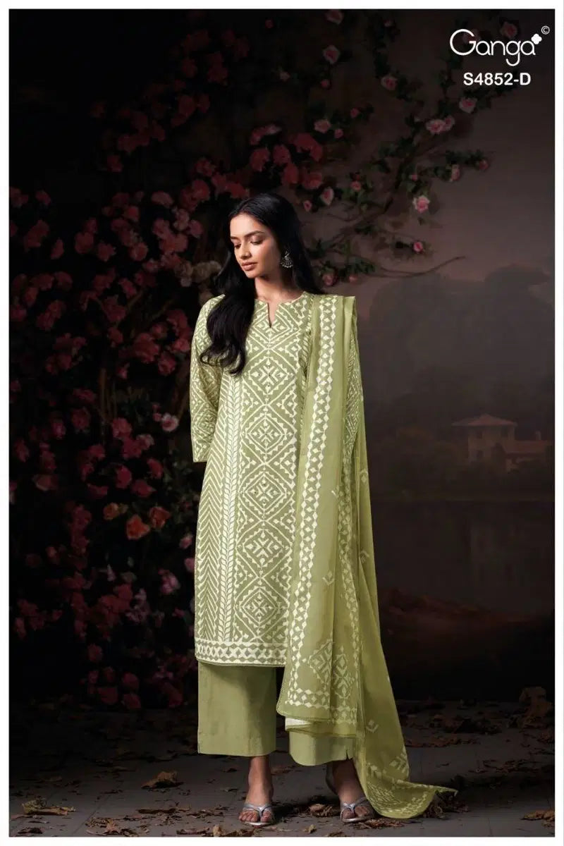Ganga Avensa 4852 Cotton Printed With Hand Worked Salwar Kameez Collection