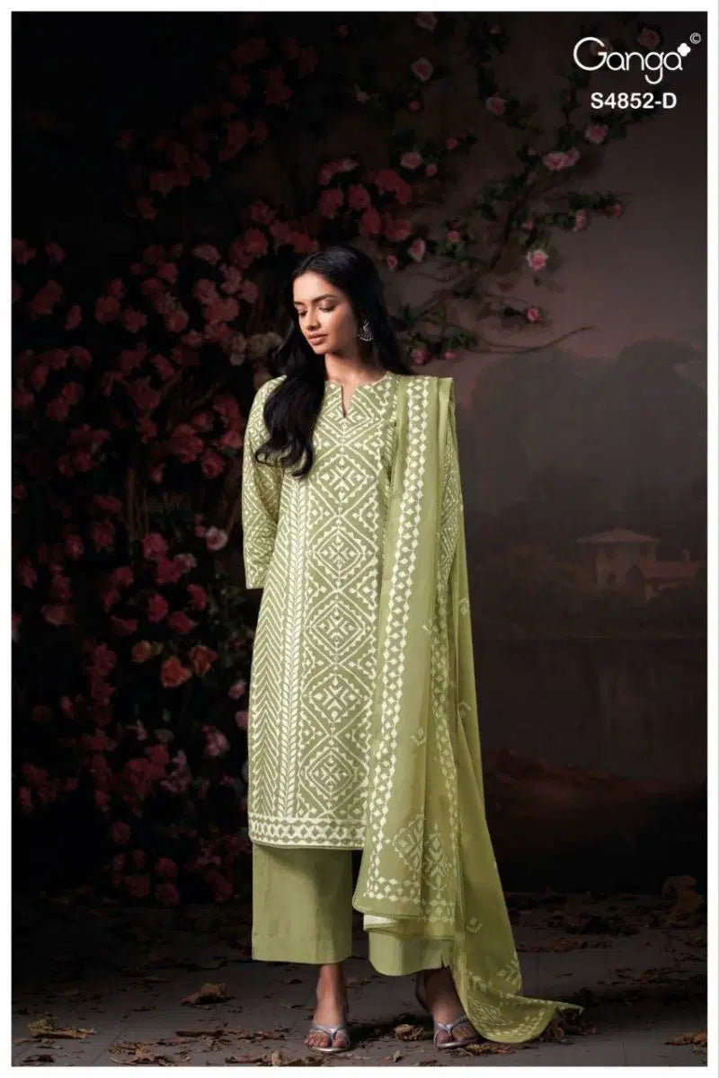 Ganga Avensa 4852 Cotton Printed With Hand Worked Salwar Kameez Collection