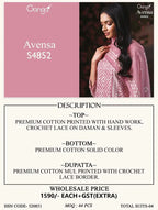 Ganga Avensa 4852 Cotton Printed With Hand Worked Salwar Kameez Collection