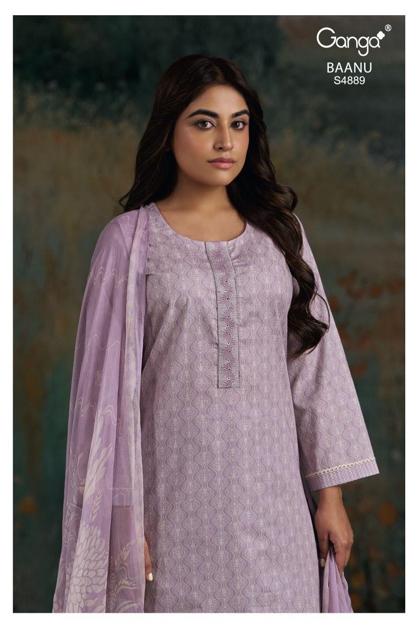 Ganga Baanu 4889 Cotton Printed With Embroidered Salwar Kameez Collection