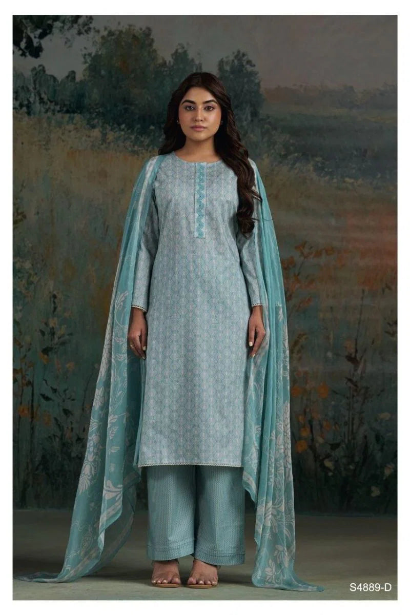 Ganga Baanu 4889 Cotton Printed With Embroidered Salwar Kameez Collection