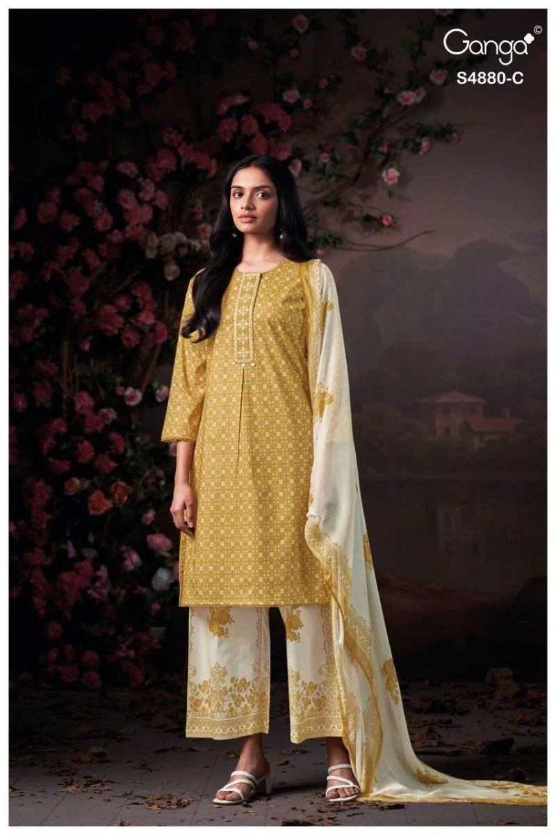 Ganga Bithia 4880 Cotton Embroidered Salwar Kameez Collection