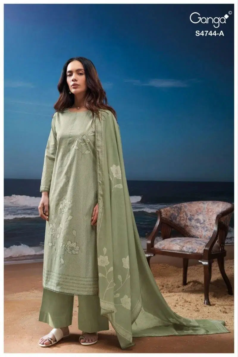 Ganga Bivana 4744 Cotton Embroidered Salwar Kameez