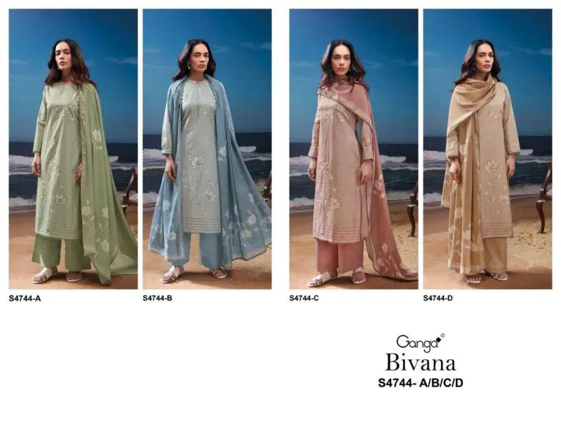 Ganga Bivana 4744 Cotton Embroidered Salwar Kameez