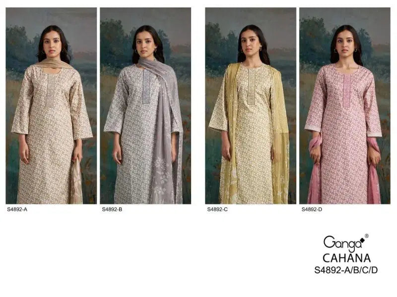 Ganga Cahana 4892 Cotton Print Embroidered Salwar Kameez