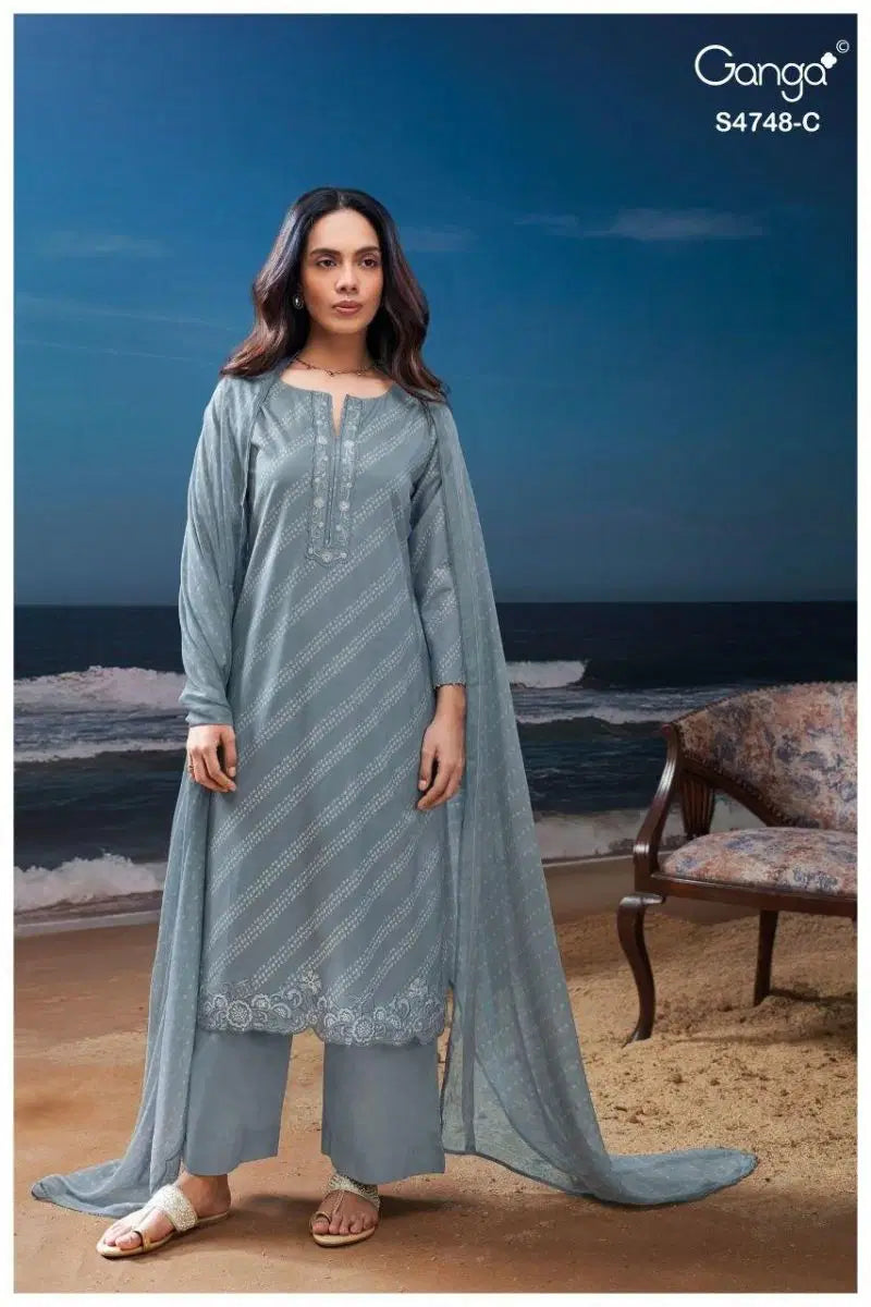 Ganga Caireal 4748 Cotton Embroidered Salwar Kameez