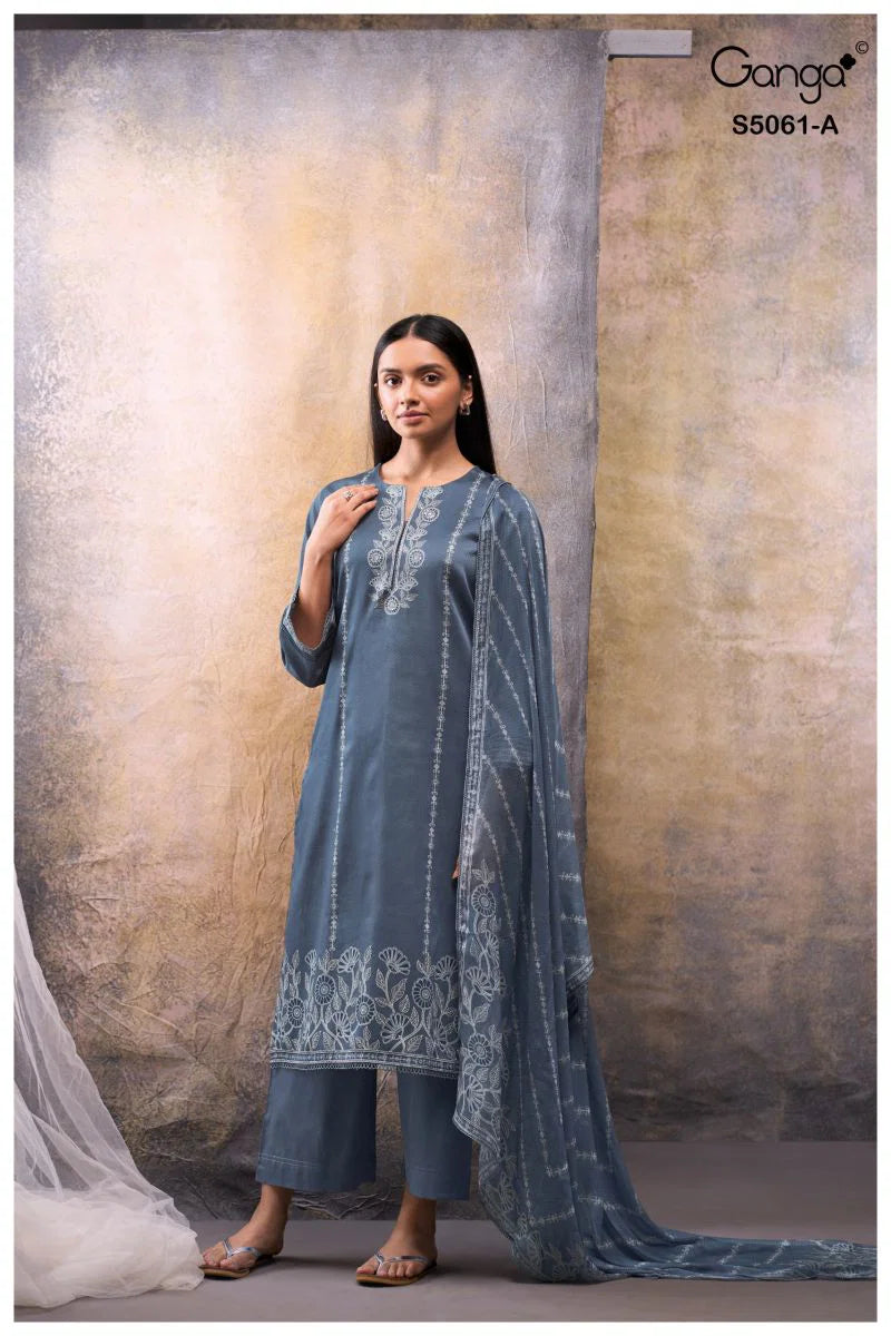 Ganga Ceysha 5061 Cotton Satin Print WIth Hand Work Salwar Kameez