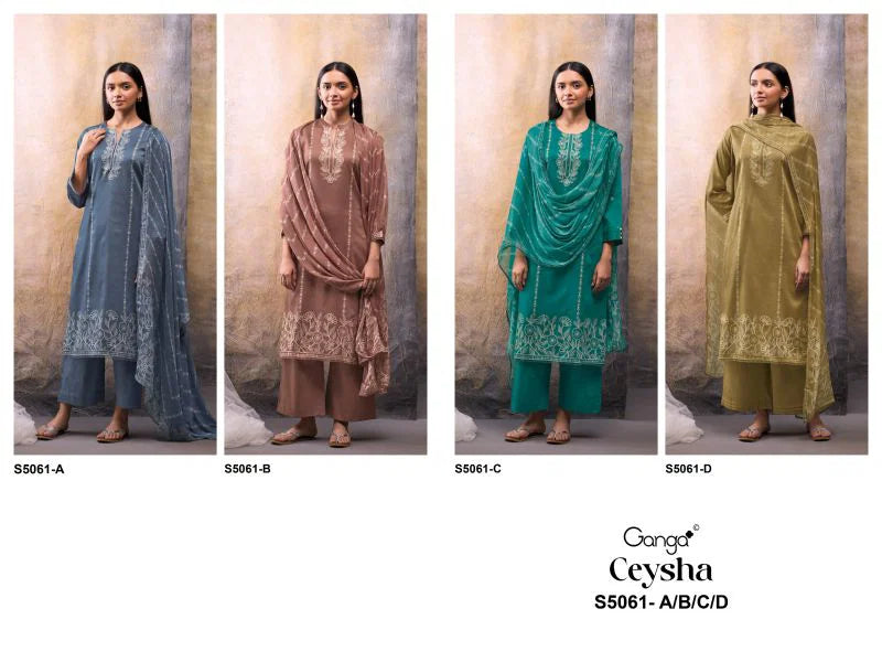Ganga Ceysha 5061 Cotton Satin Print WIth Hand Work Salwar Kameez