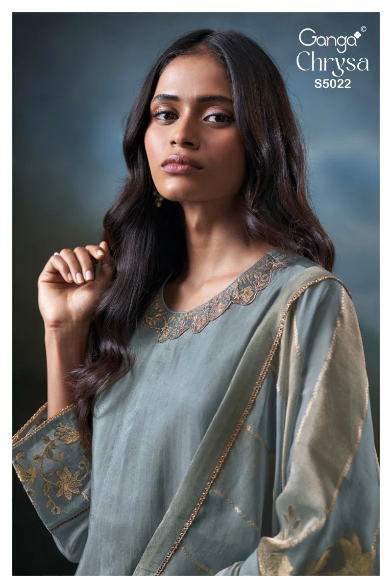 Ganga Chrysa 5022 Bemberg Habutai Silk Embroidered Salwar Kameez