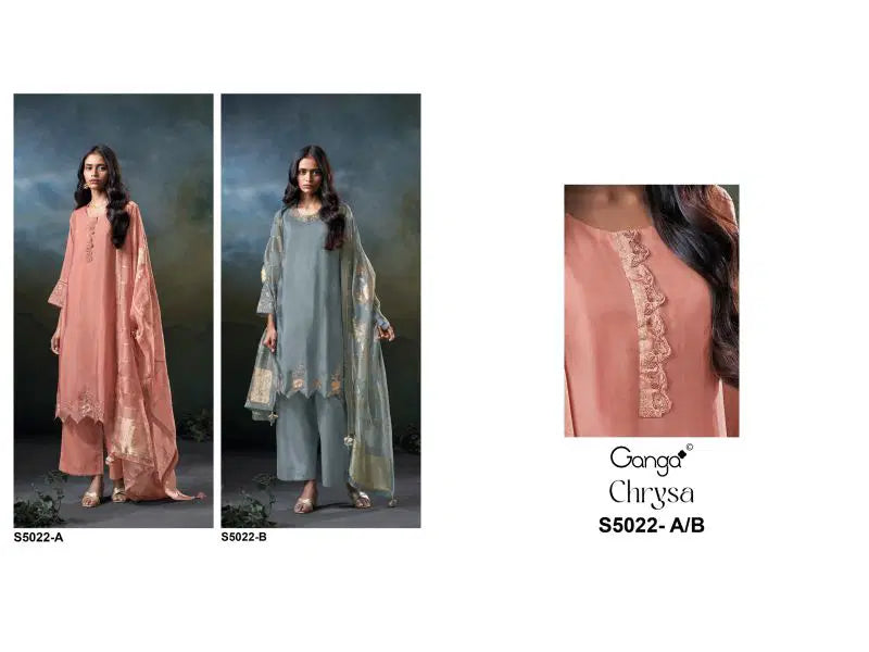 Ganga Chrysa 5022 Bemberg Habutai Silk Embroidered Salwar Kameez