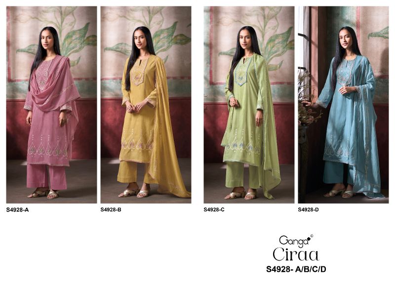 Ganga Ciraa 4298 Pure Bemberg Mul Embroidered Salwar Kameez