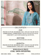 Ganga Ciraa 4298 Pure Bemberg Mul Embroidered Salwar Kameez