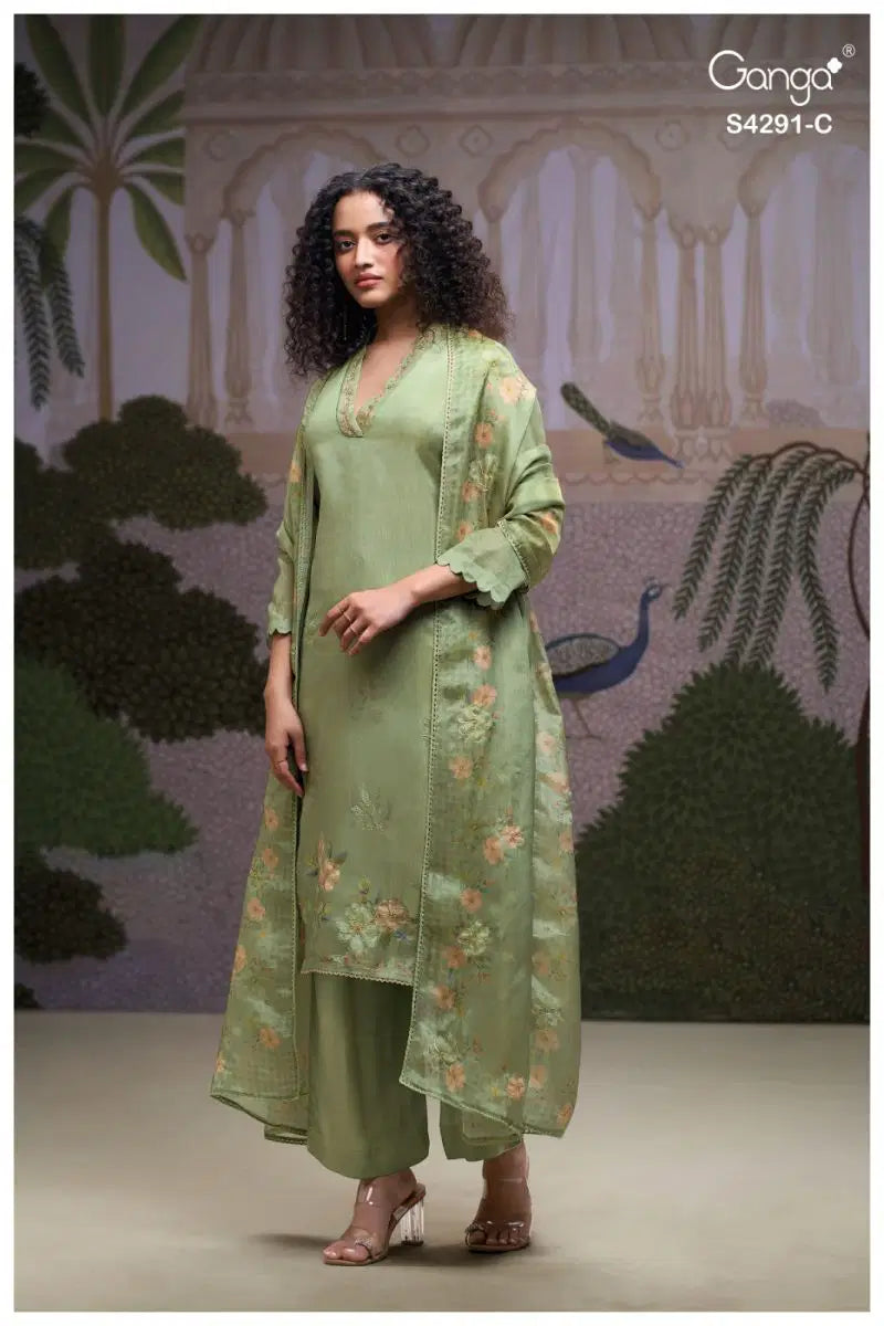 Ganga Clarae 4291 Bemberg Silk Embroidered Salwar Kameez