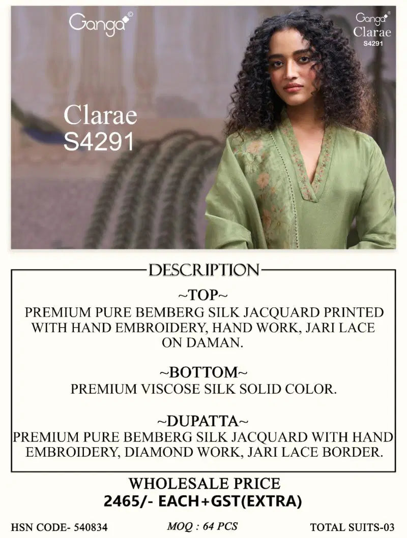 Ganga Clarae 4291 Bemberg Silk Embroidered Salwar Kameez