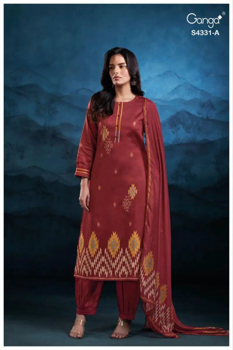 Ganga Crisa S 4331 Cotton Satin Hand Embroidered Salwar Kameez