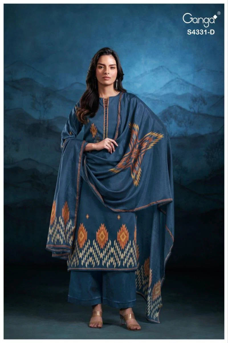 Ganga Crisa S 4331 Cotton Satin Hand Embroidered Salwar Kameez