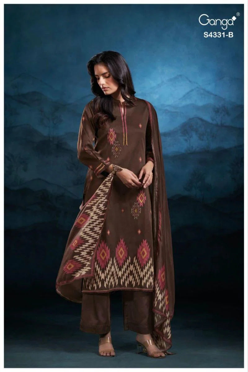 Ganga Crisa S 4331 Cotton Satin Hand Embroidered Salwar Kameez