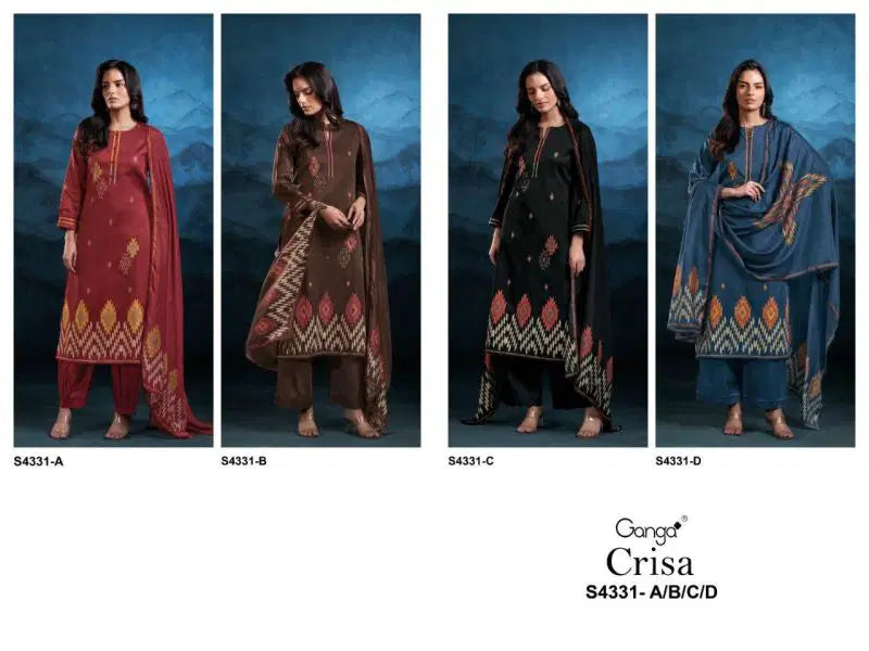 Ganga Crisa S 4331 Cotton Satin Hand Embroidered Salwar Kameez