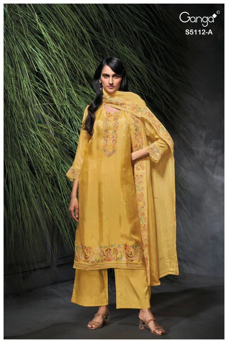 Ganga Dariah 5112 Bemberg Habutai Embroidered Salwar Kameez