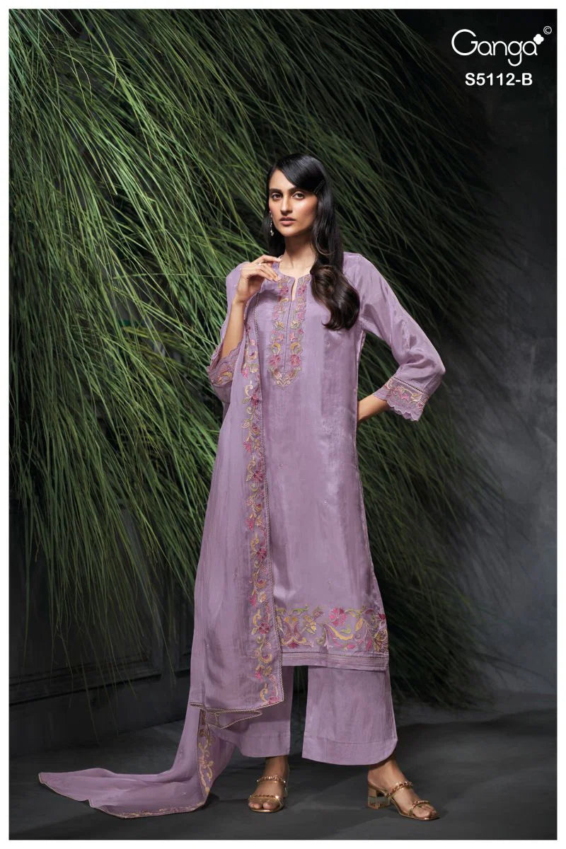 Ganga Dariah 5112 Bemberg Habutai Embroidered Salwar Kameez