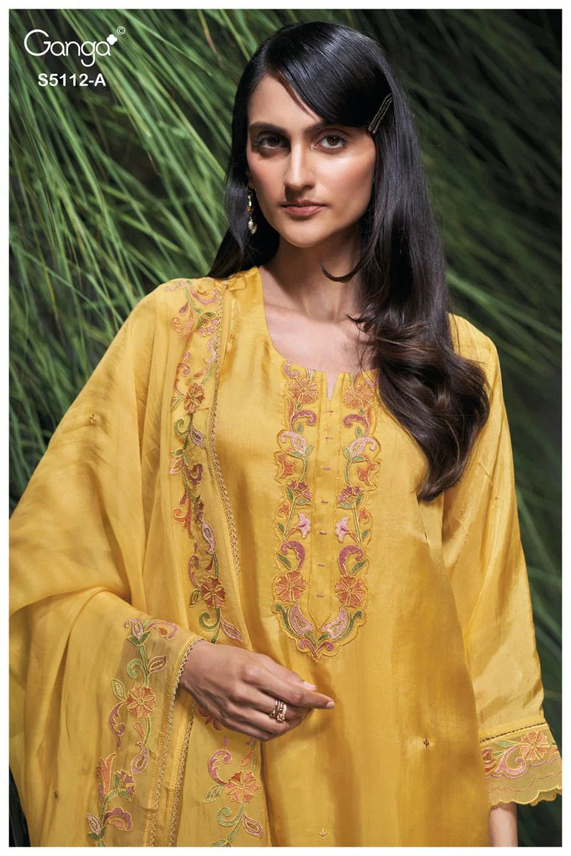 Ganga Dariah 5112 Bemberg Habutai Embroidered Salwar Kameez