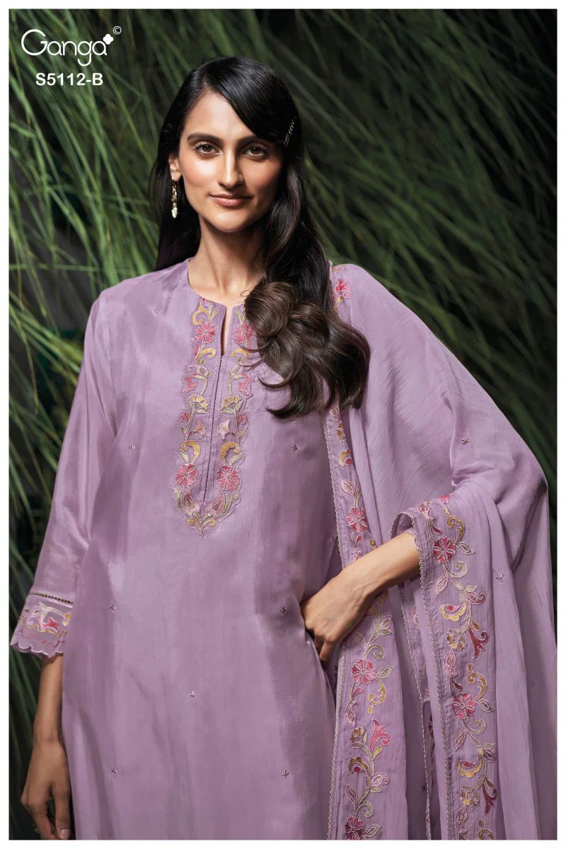Ganga Dariah 5112 Bemberg Habutai Embroidered Salwar Kameez