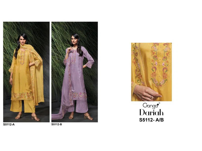 Ganga Dariah 5112 Bemberg Habutai Embroidered Salwar Kameez