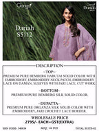 Ganga Dariah 5112 Bemberg Habutai Embroidered Salwar Kameez