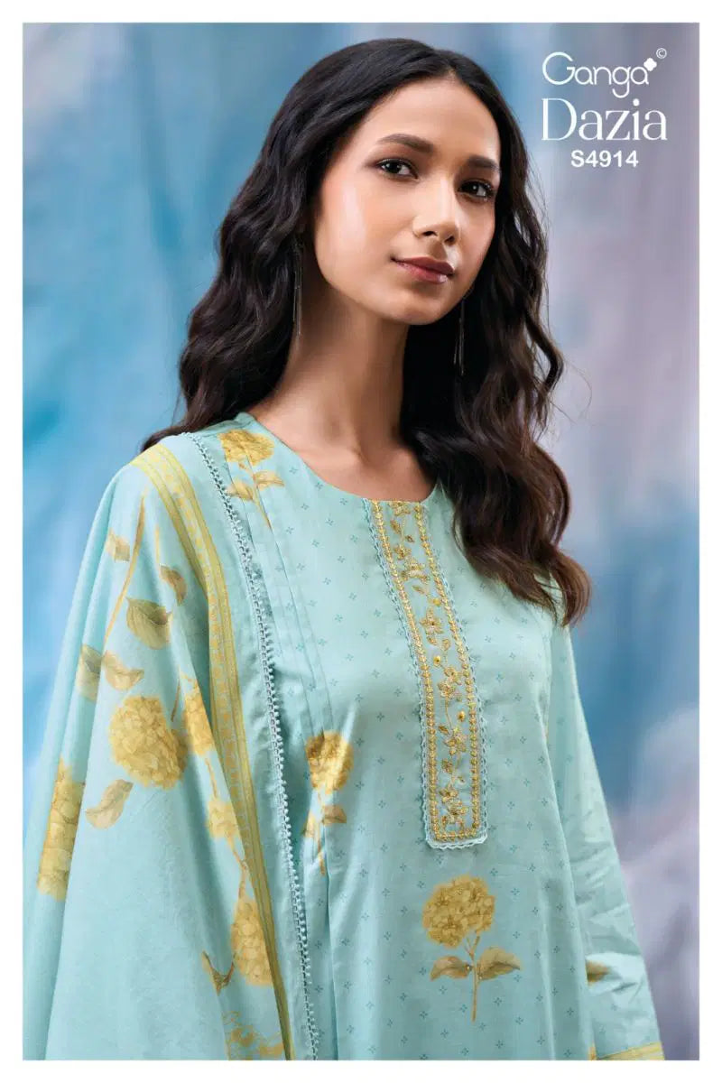 Ganga Dazia 4914 Cotton Printed Embroidered Salwar Kameez Collection