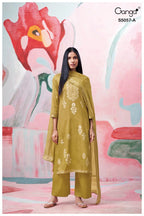 Ganga Deyra 5057 Cotton Satin Print Hand Work Salwar Kameez Collection