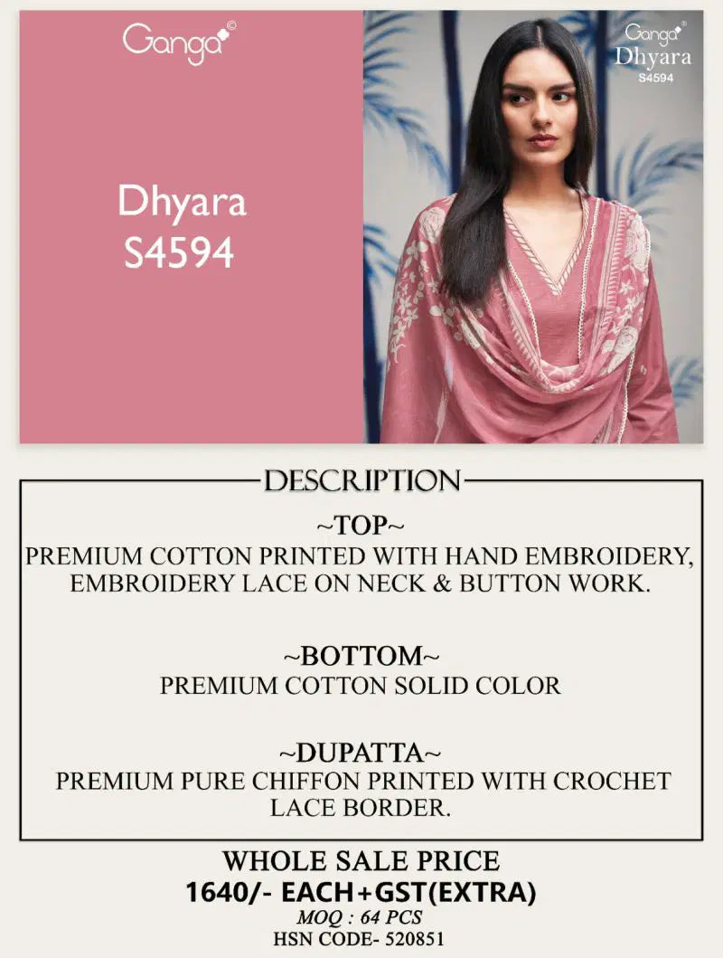 Ganga Dhyara 4595 Cotton Printed Salwar Kameez Collection