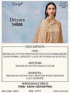 Ganga Driyara 4888 Cotton Printed Hand Embroidered Salwar Kameez