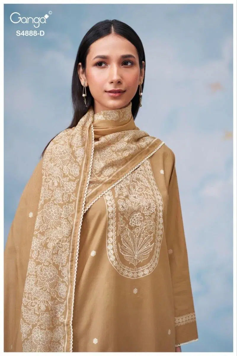 Ganga Driyara 4888 Cotton Printed Hand Embroidered Salwar Kameez